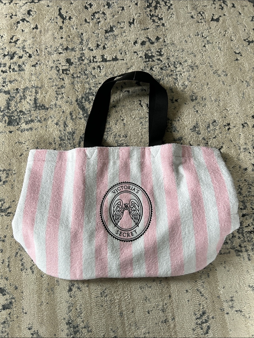 New with Tags Victoria's Secret Pink and White Striped Terry Cloth Tote